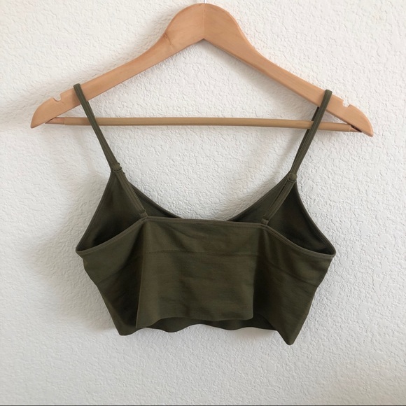 Dark Olive Seamless V-Neck cropped Cami - Picture 3 of 3